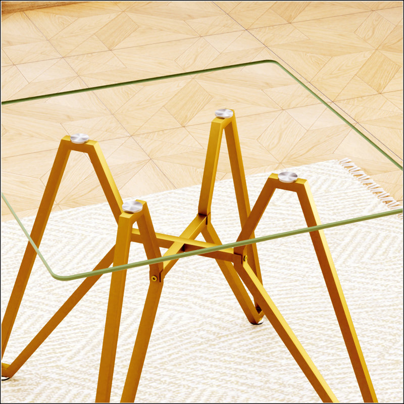 Rectangular Glass Dining Table, 30.3"H x 35.4"L x 35.4"W