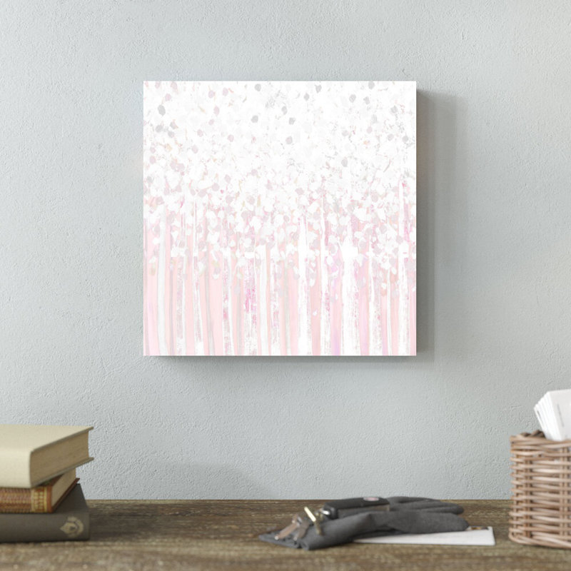 «Blush Trees», reproduction d'art sur toile tendue, H 12 po x l 12 po, Toile avec cadre noyer, Non