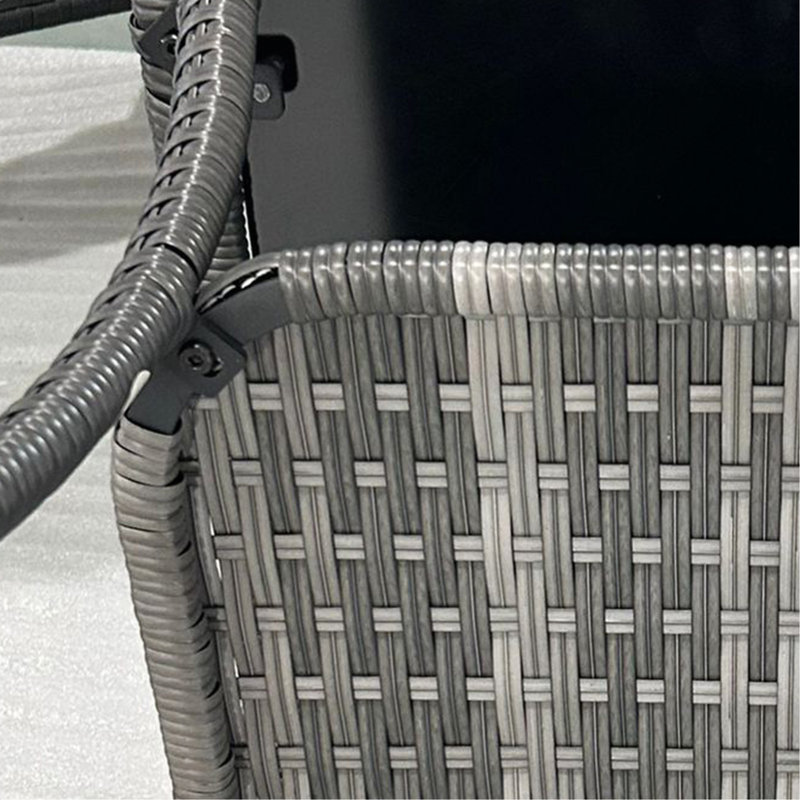 Rattan Side Table, Gray