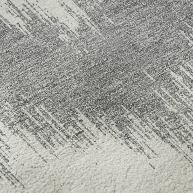 Tapis gris Prisco lavable à la machine de qualité supérieure, Rectangle 10 pi x 14 pi