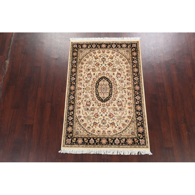 Tapis oriental 100% floral Tabriz floral noué à la main 4 x 6