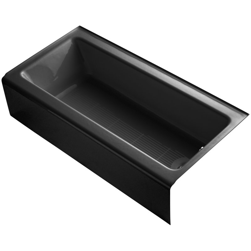 Bellwether 60" x 30.25" Alcove Soaking Cast Iron Bathtub, Black, Right