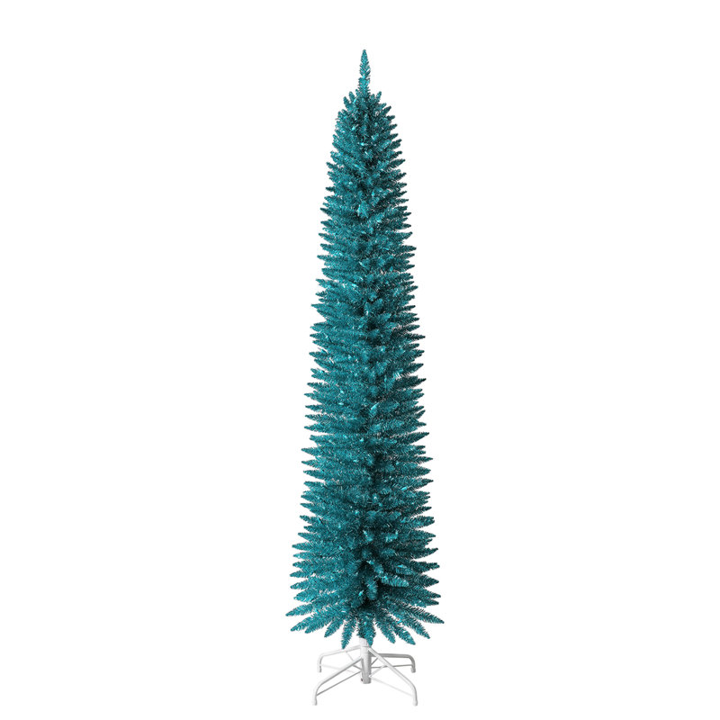  Classics 7-Foot Pencil Artificial Prelit Christmas Tree & Stand, Blue