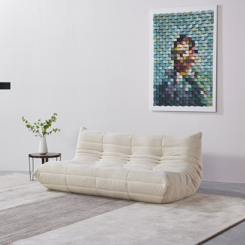 Canapé sans accoudoirs Humira, Velours côtelé beige