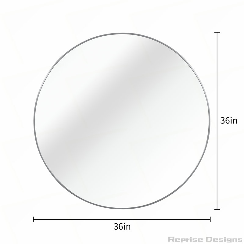 Miroir en métal, Argent argent, Rond, 36 po x 36 po