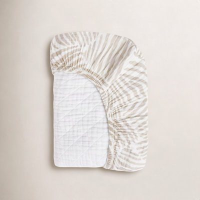 Oat Stripe Quilted Muslin Changing Pad Cover