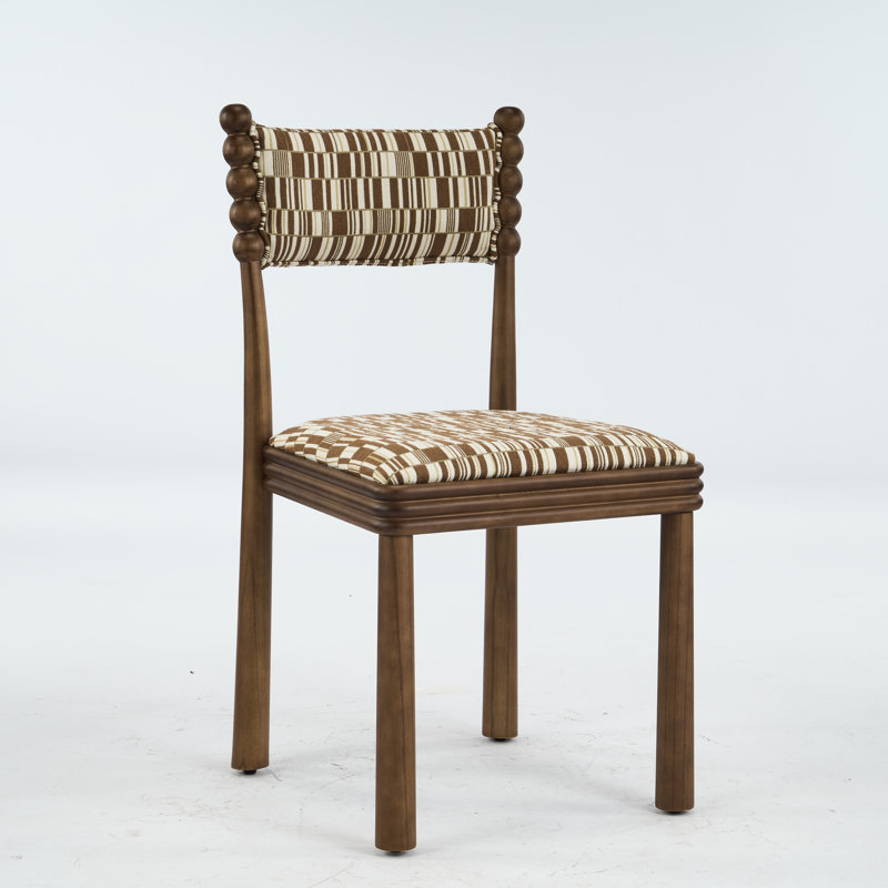 Hulu Chair, Brown Geometric, Brown Wood