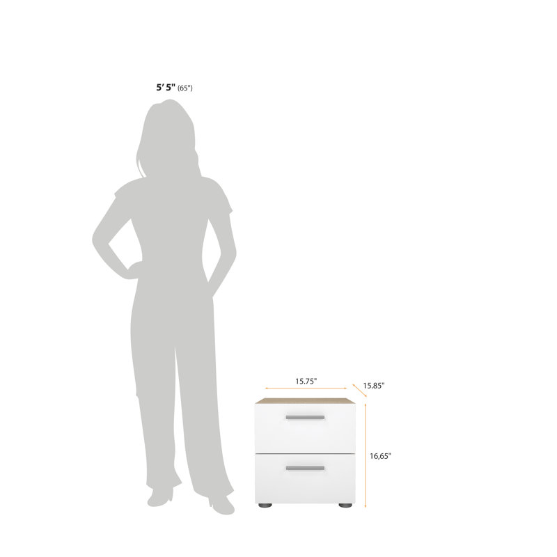 Gianna 15.75'' W Nightstand, Oak Structure/White High Gloss