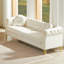 Canapé Chesterfield en velours de 82 po avec des clous en cuivre, des boutons capitonnés, des pieds en métal et 2 coussins ronds-729741343