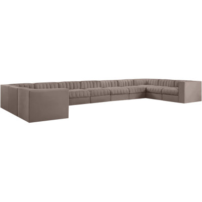 Demars Velvet Performance Fabric Upholstered 11Pc. Modular Sectional