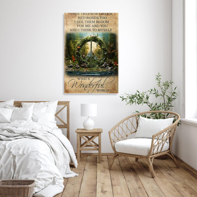 Peace Sign What A Wonderful World - 1 Piece Rectan " Peace Sign What a Wonderful World " Graphic Art Print