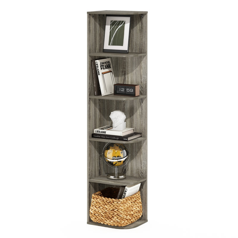 Rind Corner Open Shelf Bookcase, Light Grey, 134cm H x 31cm W x 24cm D