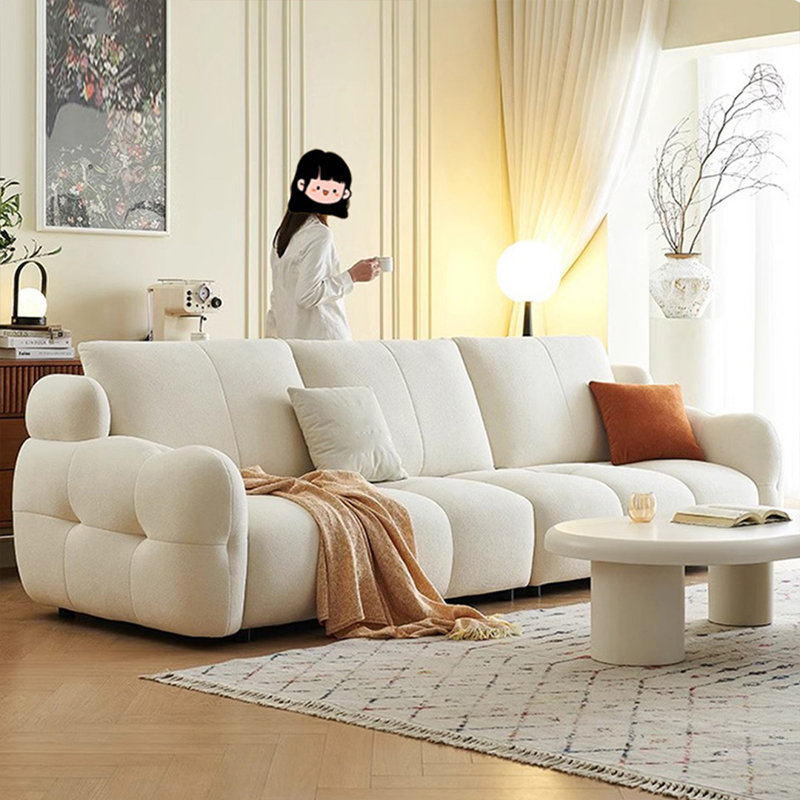 Creamy white Polyester Modular Sofa, 35.43" H x 94.49" W x 39.37" D