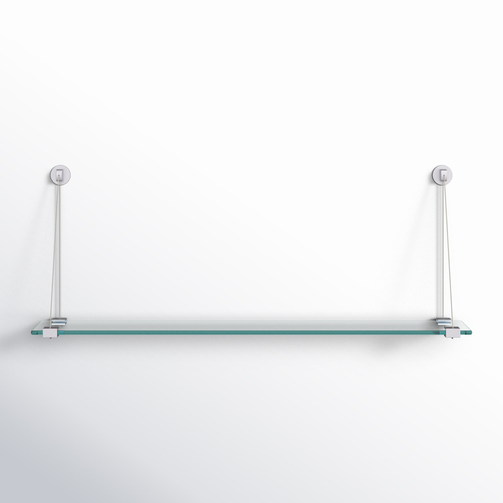 Earlham Tempered Glass Bracket Shelf, 18" H x 48" W x 6.5" D, Chrome