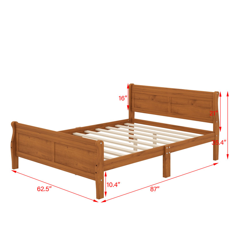 Grand lit plateforme en bois avec tête de lit, Grand lit, Chêne