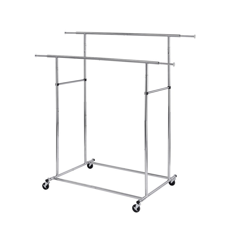 65" Dual Bar adjustable Industrial Garment Rack