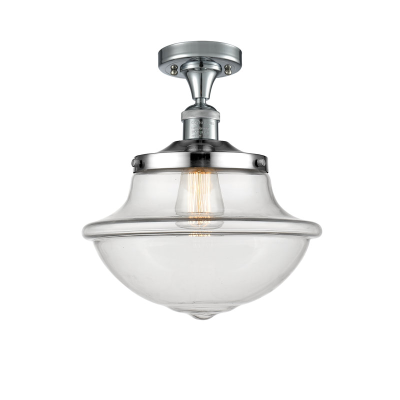 Plafonnier semi-encastré en verre Grourke, Transparent, Chrome poli