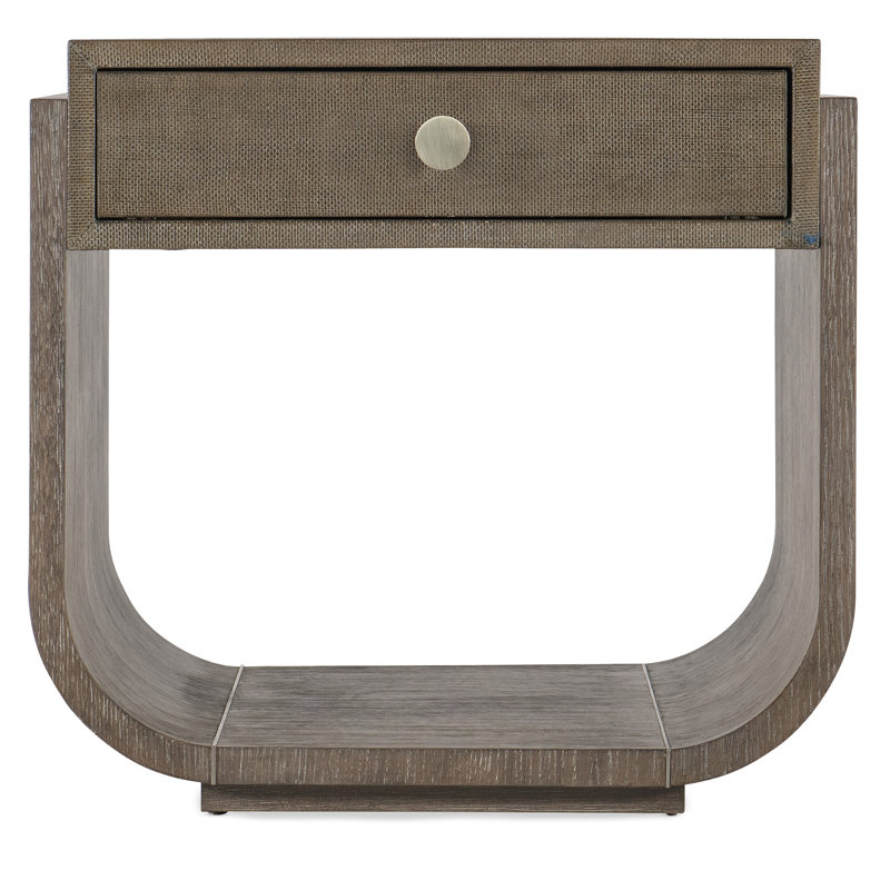 Mink Brown Wood and Metal Rectangular End Table with Storage