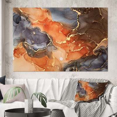 «Brown Luxury Abstract Fluid Art X», reproduction sur toile