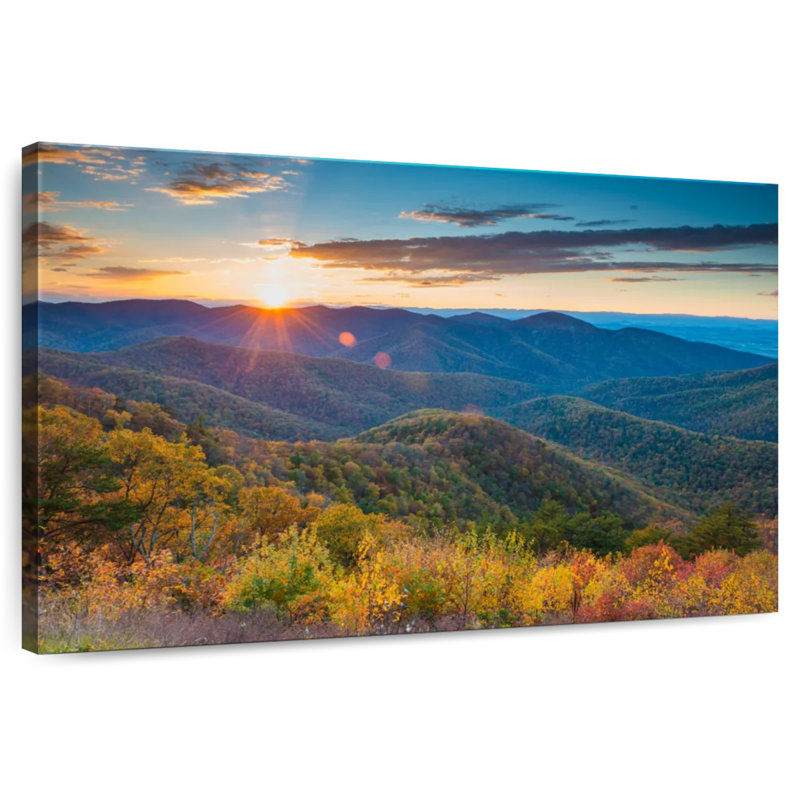 Alvord Autumn Sunset Blue Ridge Mountains, 20" H x 30" W