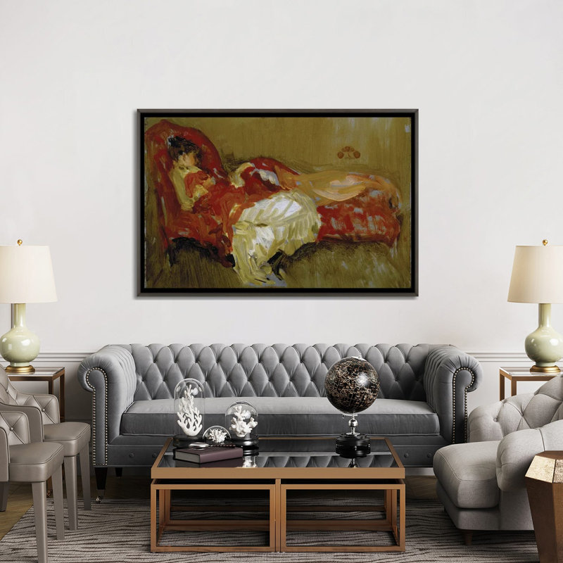 Note in the Siesta - reproduction d'art mural, 40 po x 60 po, Toile avec cadre, Gris