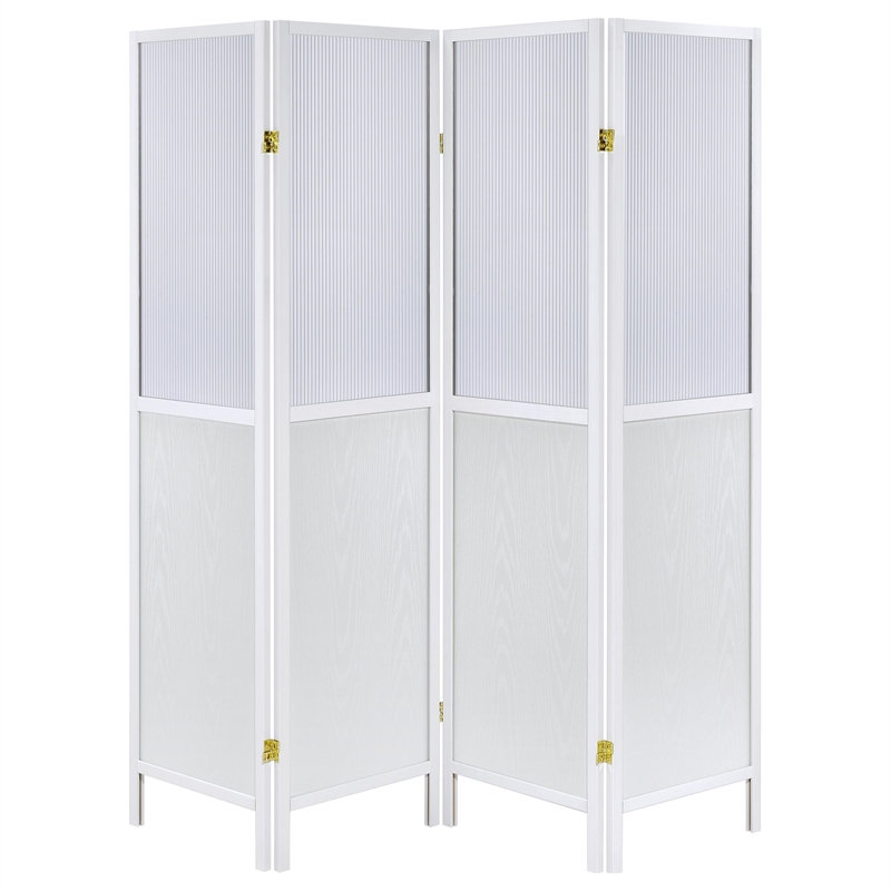 4-Panel Room Divider Folding Shoji Screen in White