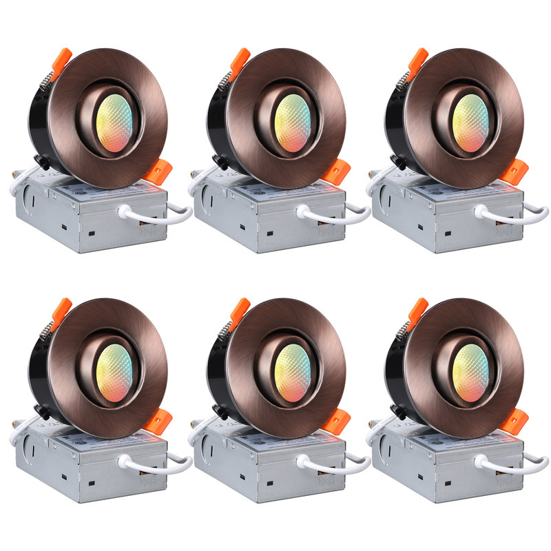 Luminaire encastré à cardan 3 pouces à DEL avec boîte en J, 5CCT 10 à 100% à intensité variable, 35W Eqv.