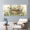Ensemble de 3 tableaux sur toile représentant un jardin d'herbes aromatiques et de fleurs, pour la décoration du salon et de la chambre.