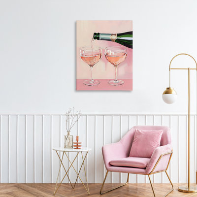 Pink Champagne Toast for Two Canvas, design by The Prints Vibe