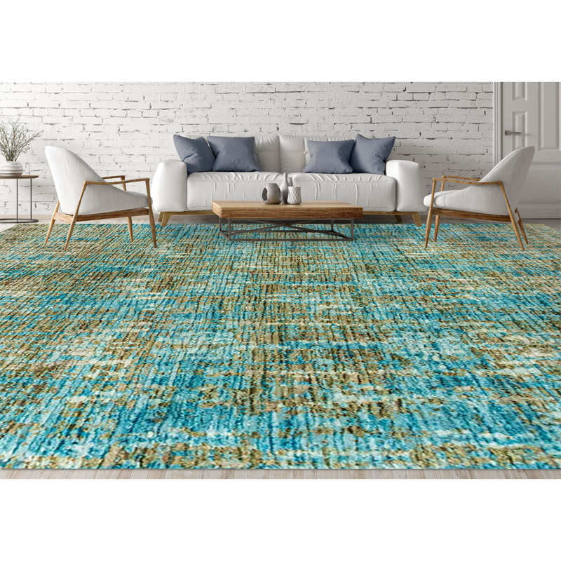 Wool Abstract Area Rug, Rectangle 10' x 14'