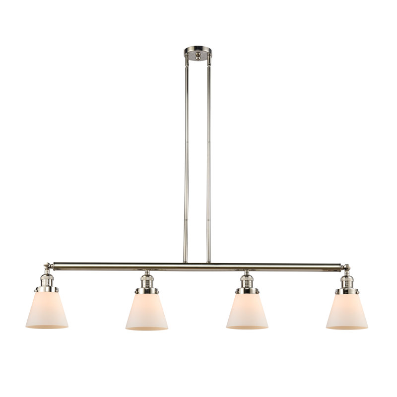 Montes 4 - Light Kitchen Island Pendant, Matte White Cased, Polished Nickel, No Bulb Included
