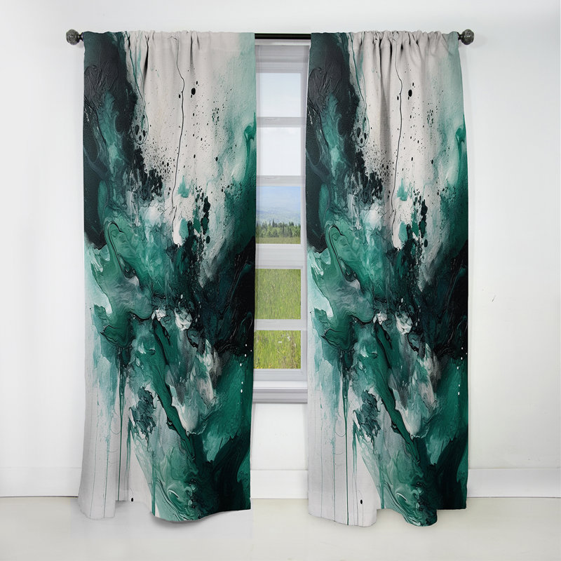 White Minimalism Enchantment - Abstract Marble Curtain - Blackout Marble Curtain - 1 Panels, 52" W x 84" L