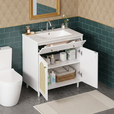 Meuble-lavabo avec lavabo et tablette réglable