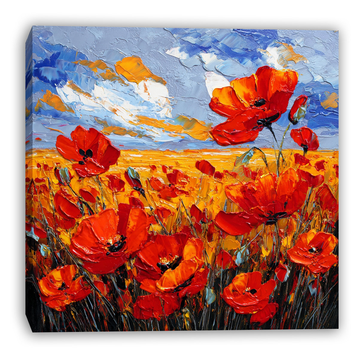 Ophelia & Co. Scarlet Poppy Horizon Wrapped Canvas Wall Art | Wayfair