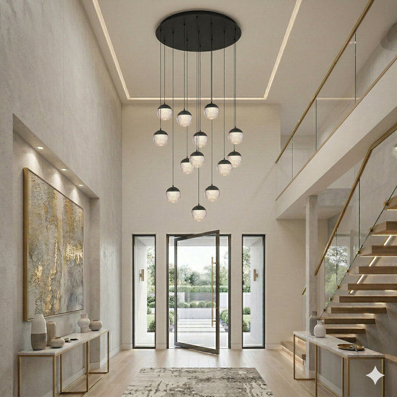 Heatherly 13 - Light Cluster Pendant, Black