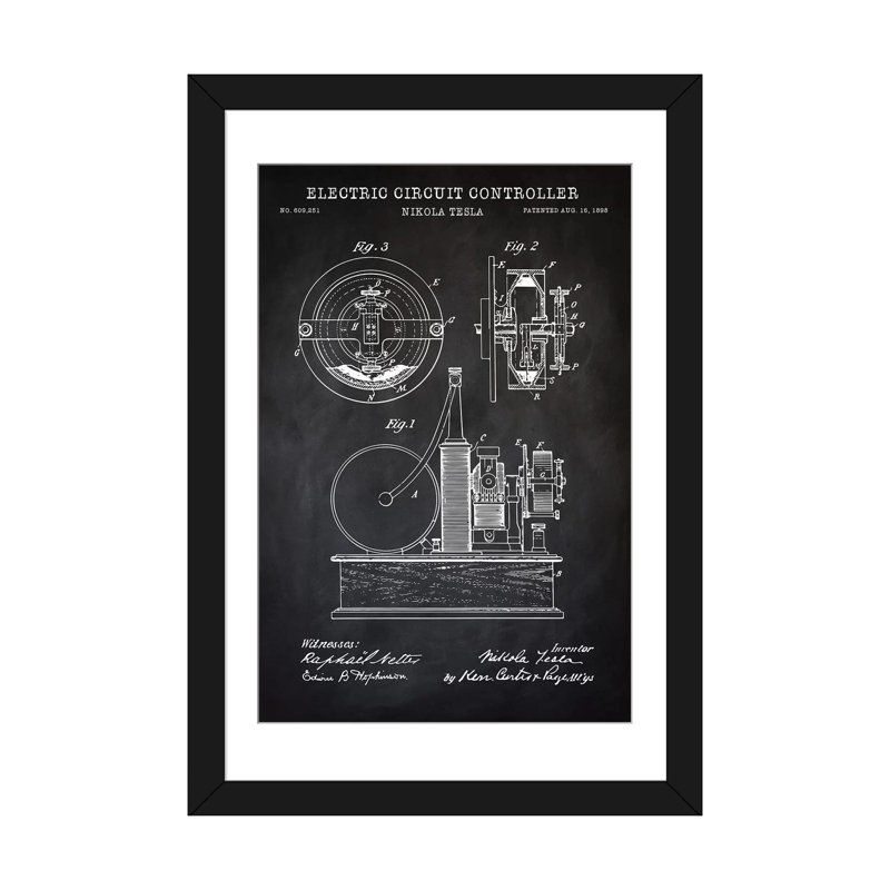 Reproduction sur toile tendue Tesla, H 24 po x l 16 po x P 1 po, Papier d'art encadré noir