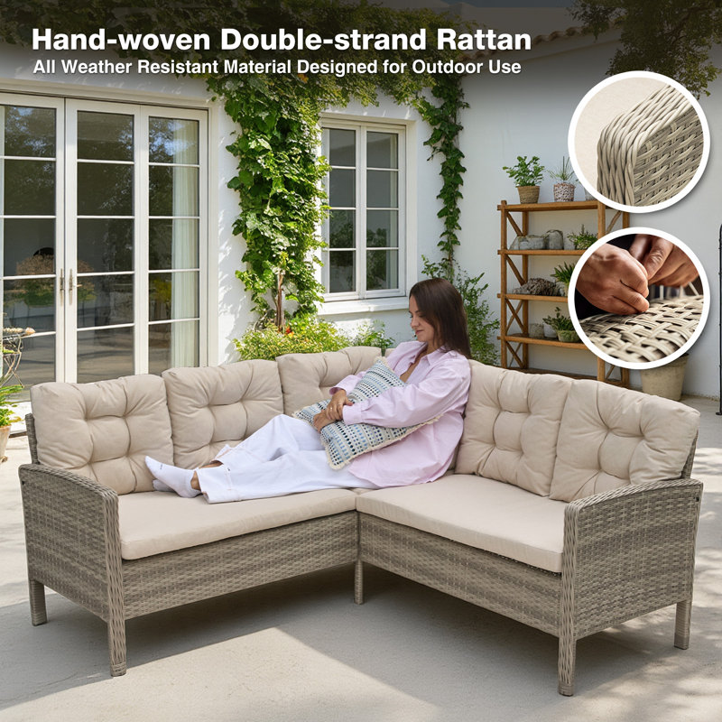5 - Person Patio Dining Set with Rectangular Table, Beige