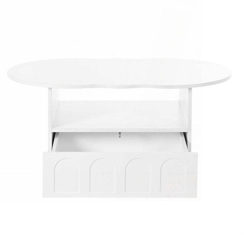 Table basse à tiroir avec 2 roues de frein, White