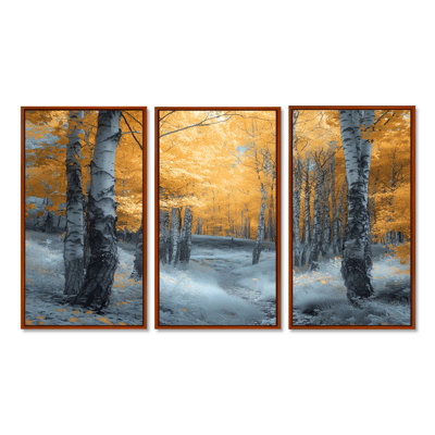 «Autumn Morning In Forest Panorama», ensemble de reproductions d'art mural paysage d'hiver