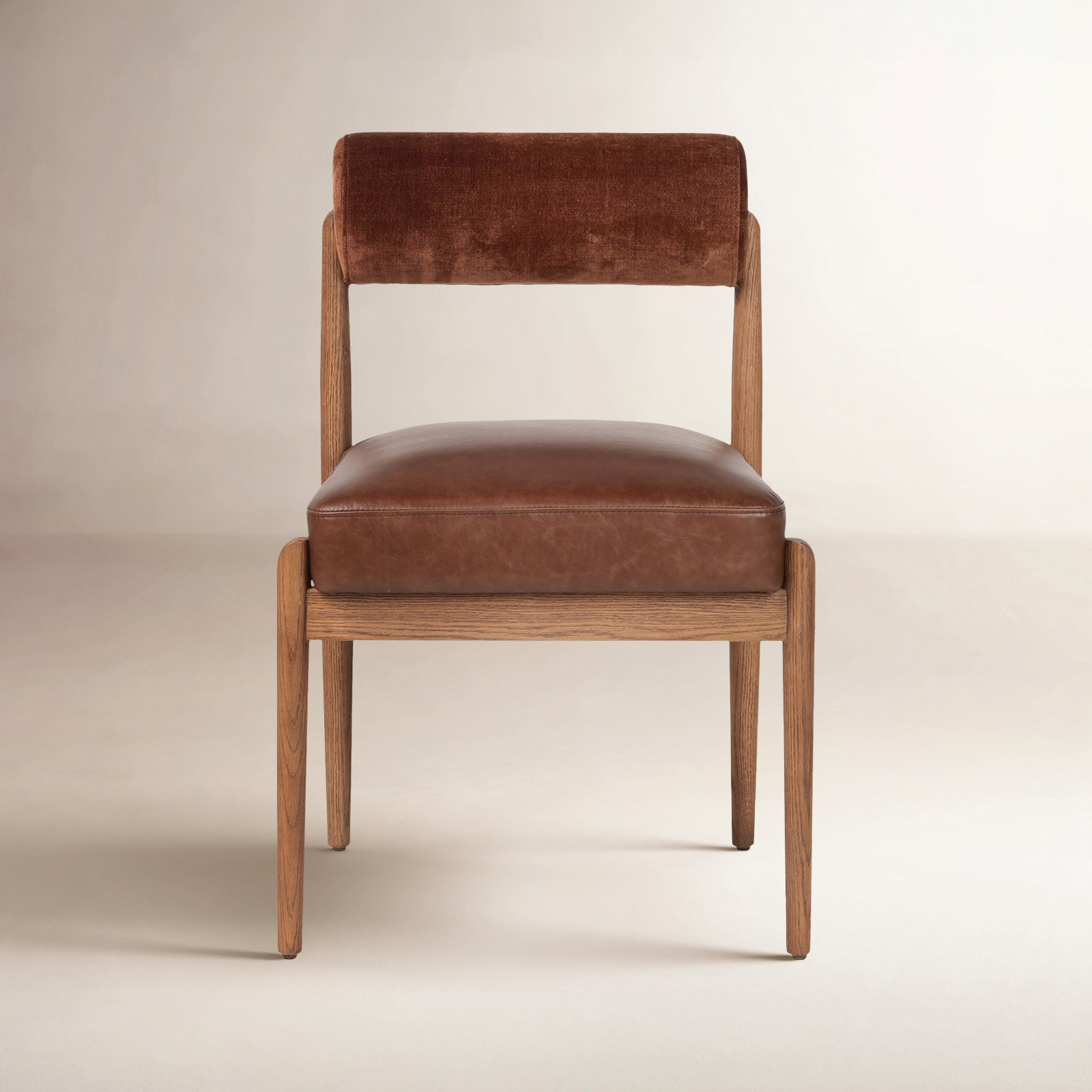 Nonie Genuine Leather Oak Dining Chair, Havana Brown Polyester