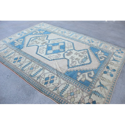 Grand tapis turc Anatolian rétro beige pour la salle à manger ou le salon