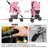 Foldable Pet Stroller, 3 Wheels Folding Carrier Jogger Stroller for Dogs Cats with Canopy and DIY Stickers-101628882