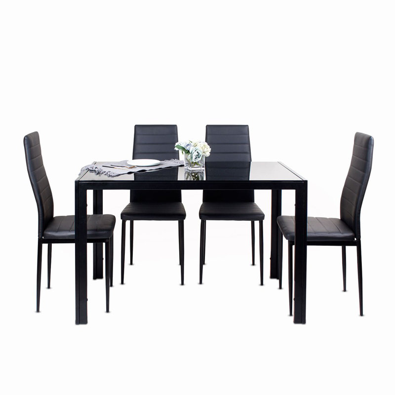 Rakestraw 4 - Person Dining Set, Black , Black