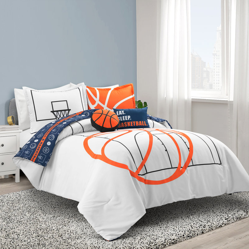 Édredon de basketball réversible surdimensionné gris anthracite, Blanc, Double