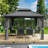 Kozyard Caesar Gray Double Roof Hardtop Gazebo with Privacy Curtain and Mosquito Netting-103692433-112230762-103692430