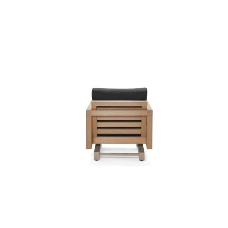 Sierra Outdoor Teak Lounge Chair, Bark, Pique Gravel Sunbrella®