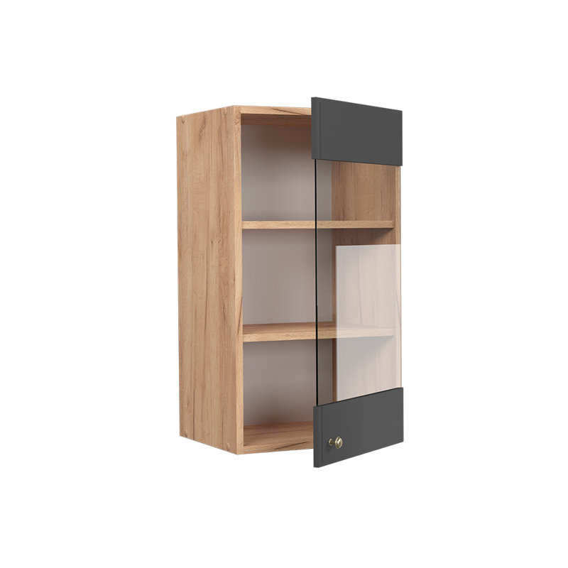 Glass Cabinet Anthracite/Green, Country House Style, Brown/Green
