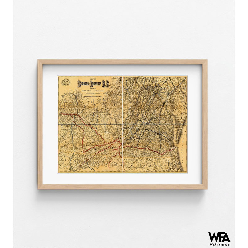 Impression de chemin de fer de Richmond et Louisville, impression d'affiche de train antique, art de carte de chemin de fer ancien, art mural d'entrée rustique, impression de carte de Richmond