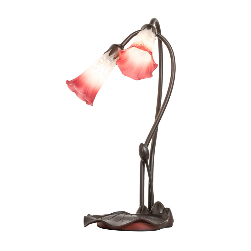 Meyda Tiffany & Stained Glass Table Lamp, Pink / White