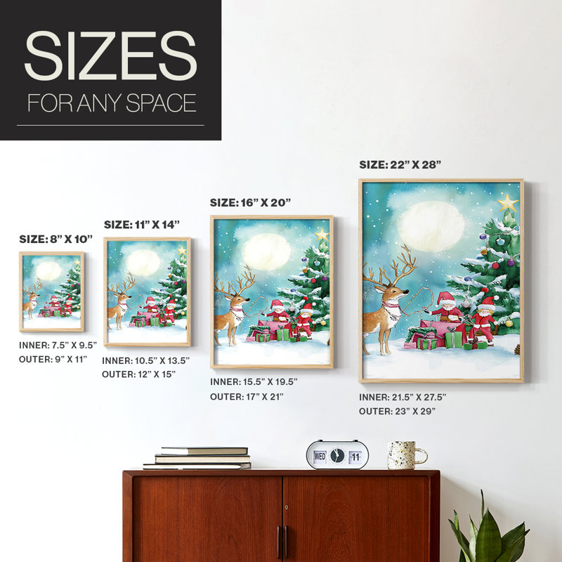 «Christmas Holiday Art DCCLV», reproduction d'art encadrée - bois massif, H 11 po x l 9 po, Naturel